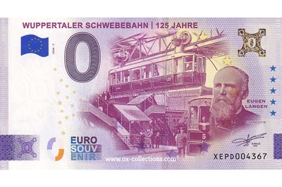 0 Euro-Schein Wuppertaler Schwebebahn 2026-7 Gold Souvenir
