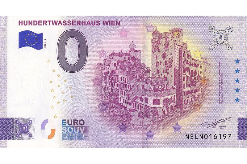0 Euro-Schein Hundertwasserhaus Wien 2026-2 Souvenir