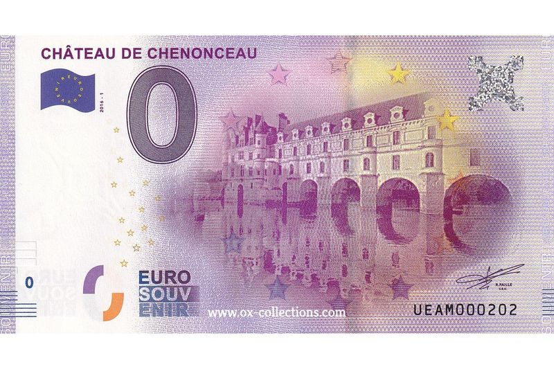 0 Euro-Schein Château de Chenonceau 2016-1 Souvenir