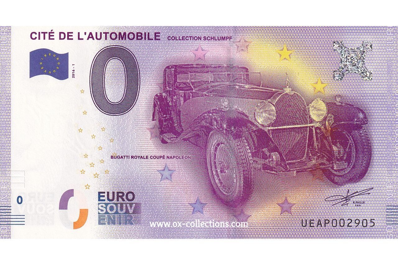 Billet 0 euro Cité de l'Automobile 2016-1 souvenir