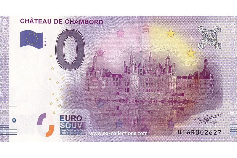 0 Euro-Schein Château de Chambord 2016-1 Souvenir
