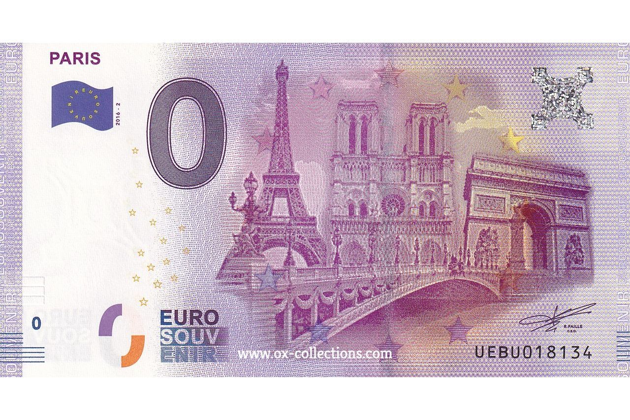 0 Euro-Schein Paris 2016-2 Souvenir