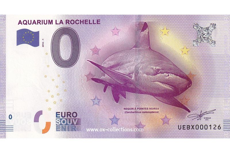 0 Euro-Schein Aquarium La Rochelle 2016-1 Souvenir