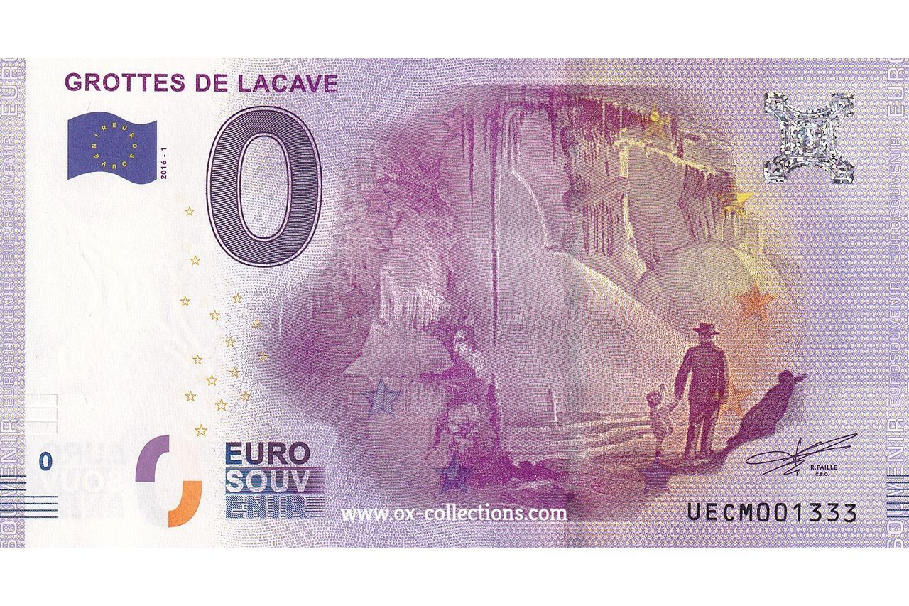 0 Euro-Schein Grottes de Lacave 2016-1 Souvenir
