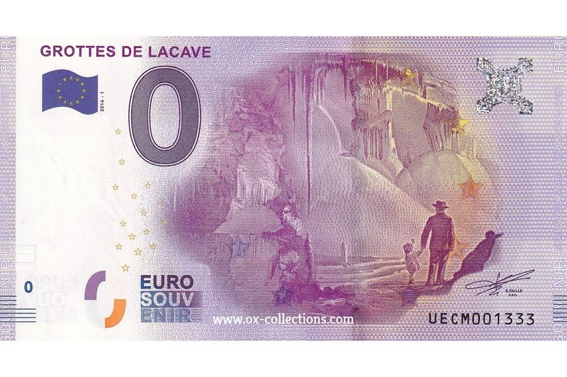 0 Euro-Schein Grottes de Lacave 2016-1 Souvenir