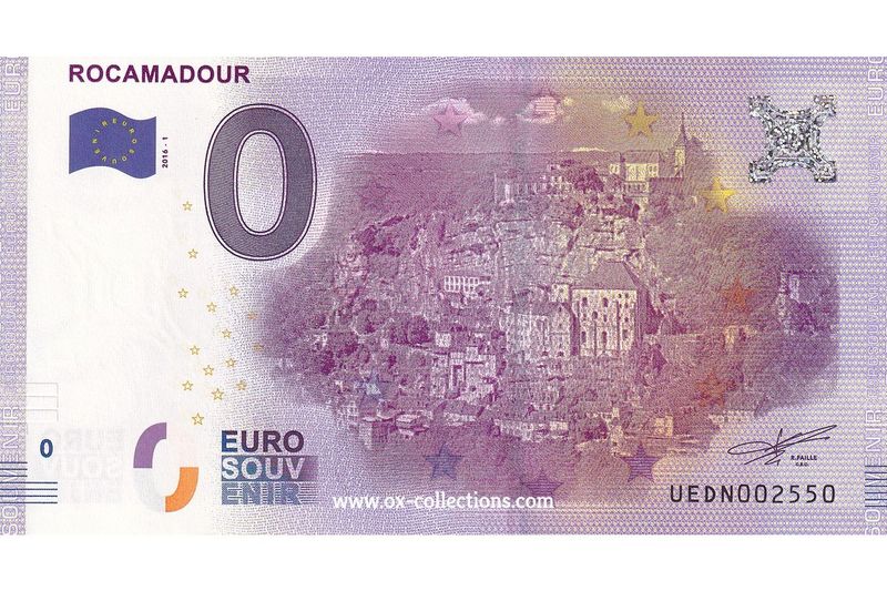 0 Euro-Schein Rocamadour 2016-1 Souvenir