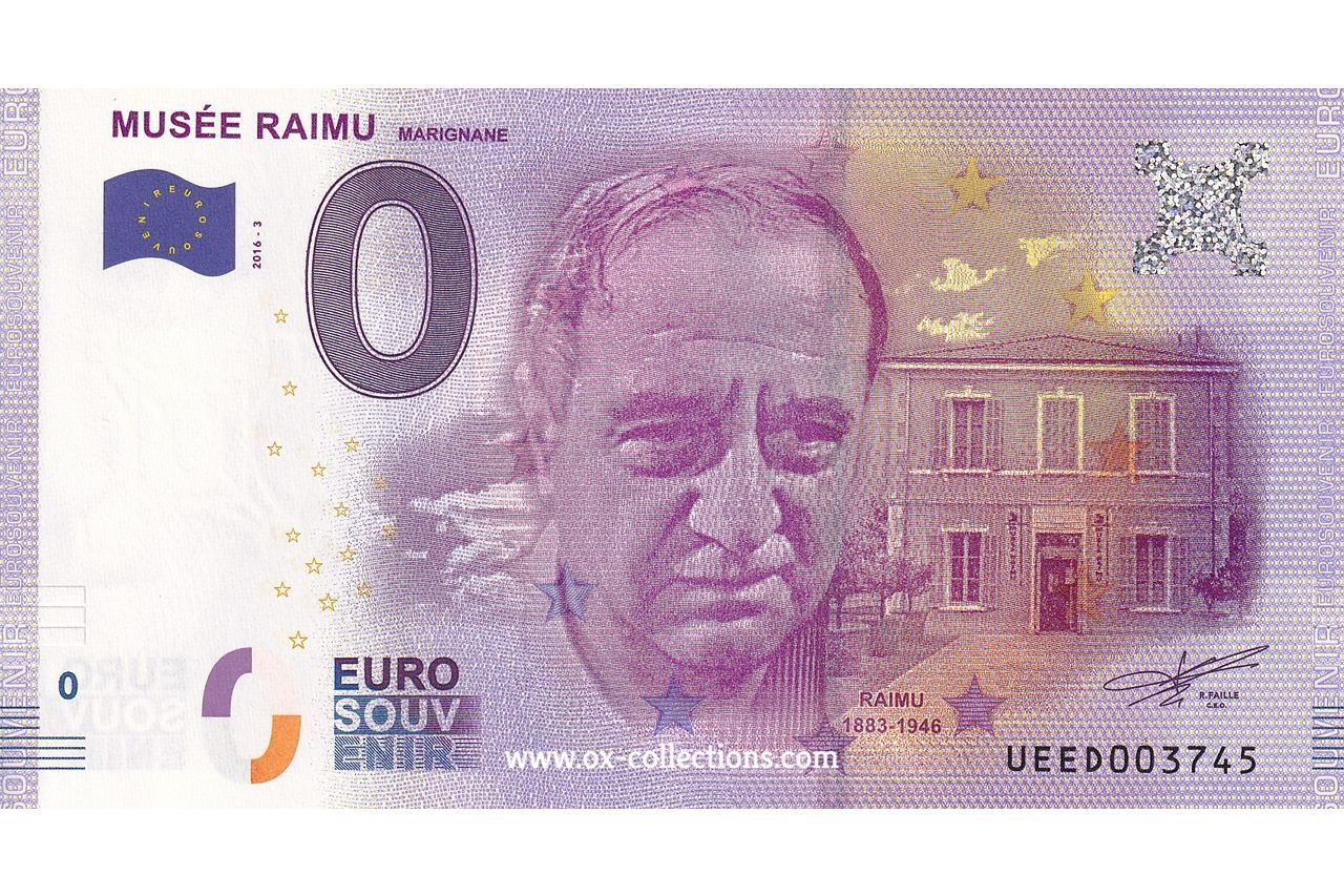 Zero Euro Note Musée Raimu 2016-3 souvenir