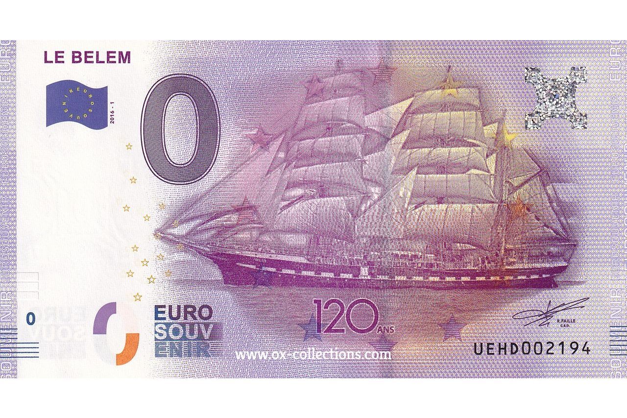 Billet 0 euro Le Belem 2016-1 souvenir