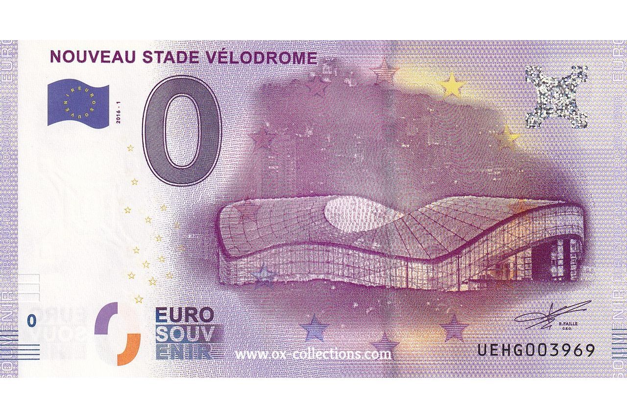 0 Euro-Schein Nouveau Stade Vélodrome 2016-1 Souvenir