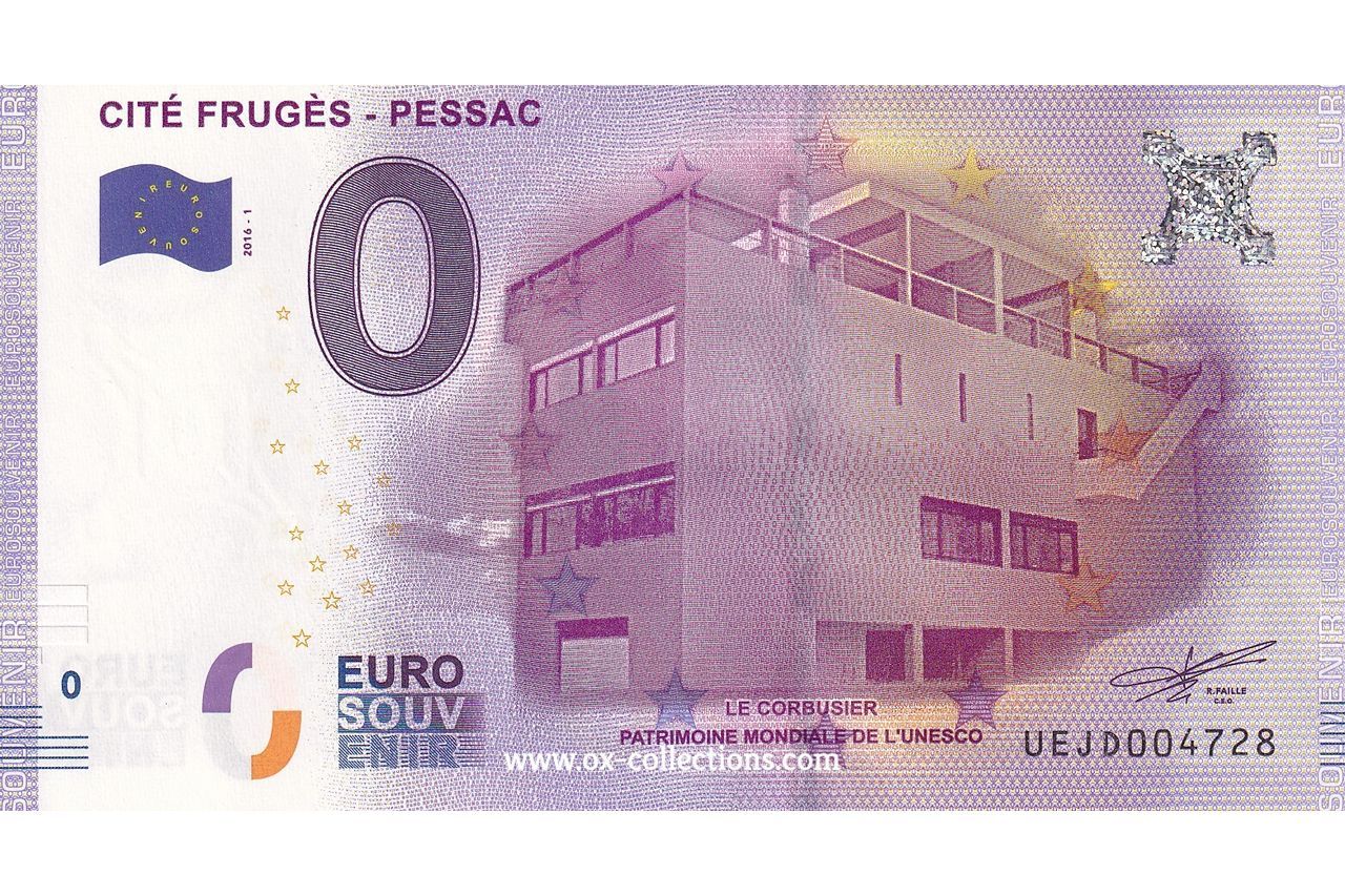 0 Euro-Schein Cité Frugès Pessac 2016-1 Souvenir