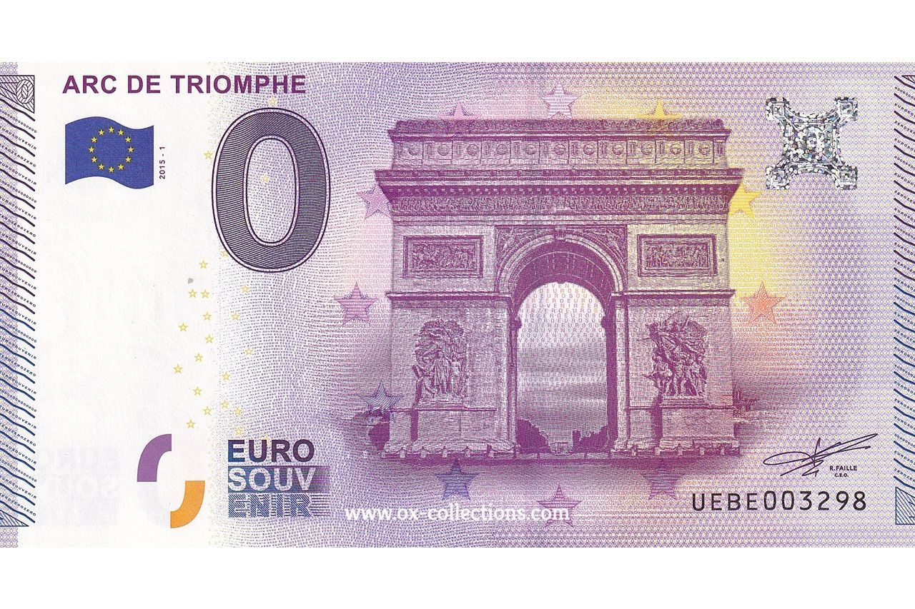 0 Euro-Schein Arc de Triomphe 2015-1 Souvenir