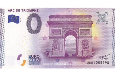 Zero Euro Note Arc de Triomphe 2015-1 souvenir