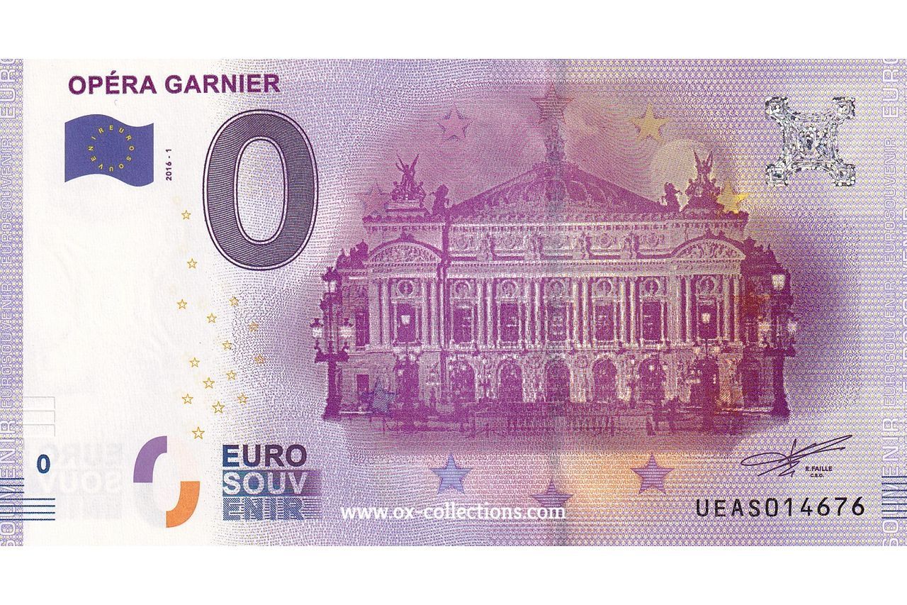 0 Euro-Schein Opéra Garnier 2016-1 Souvenir