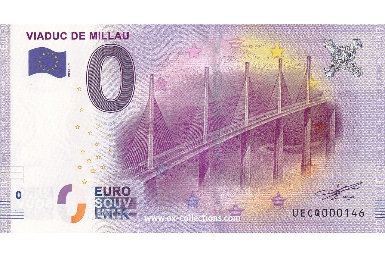0 Euro-Schein Viaduc de Millau 2016-1 Souvenir