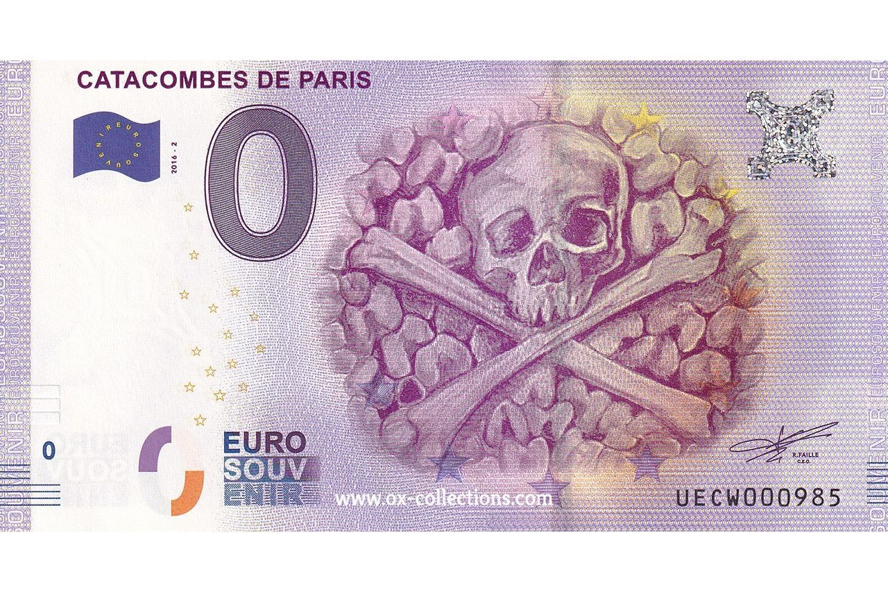 Billet 0 euro Catacombes de Paris 2016-2 souvenir