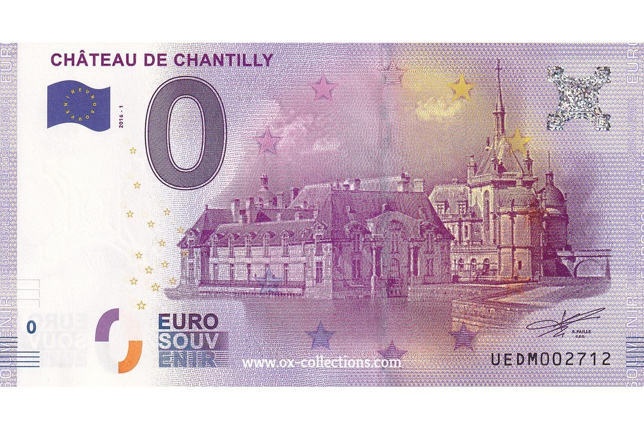 0 Euro-Schein Château de Chantilly 2016-1 Souvenir
