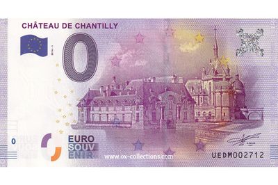 Zero Euro Note Château de Chantilly 2016-1 souvenir