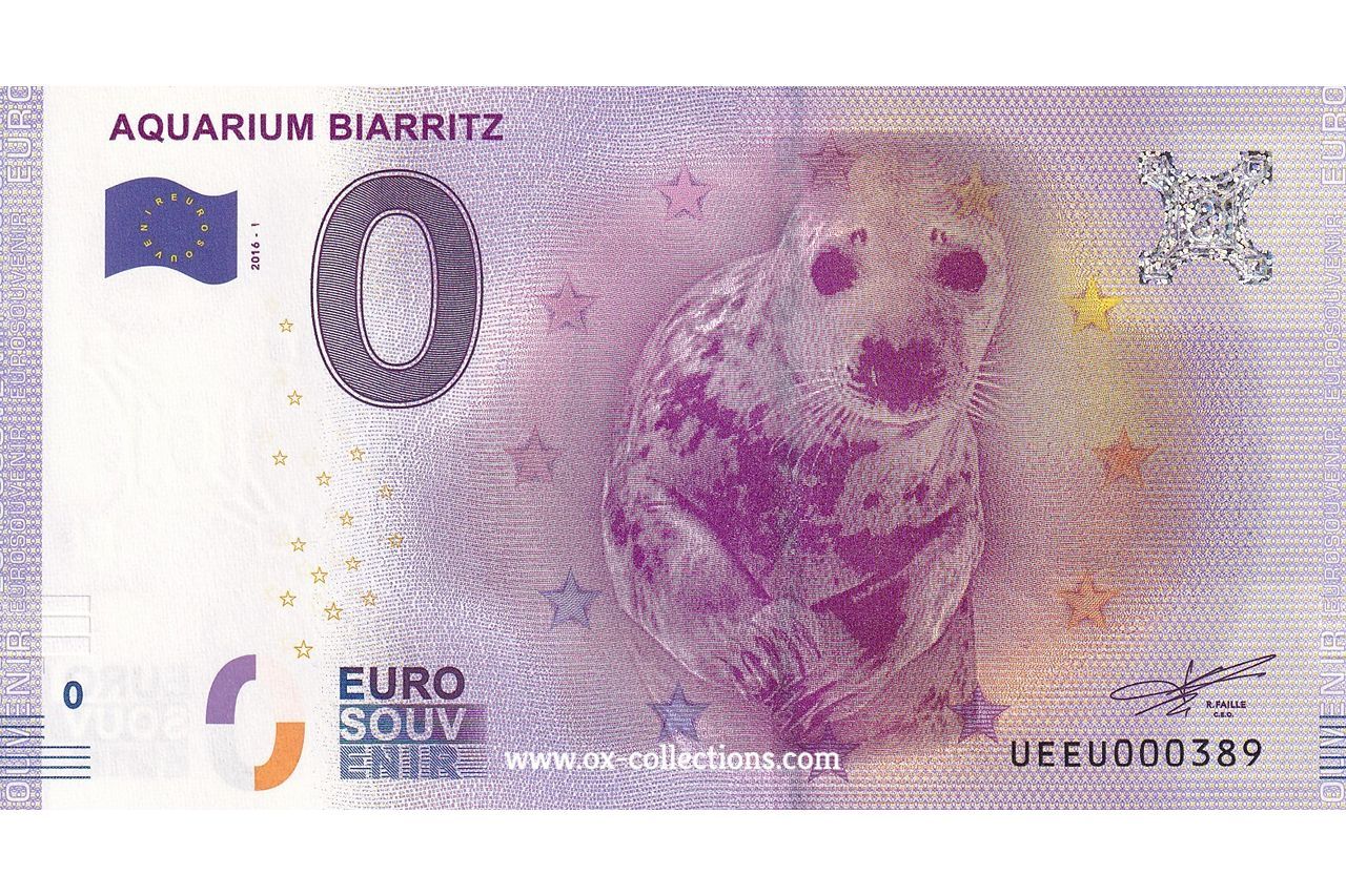 Billet 0 euro Aquarium Biarritz 2016-1 souvenir