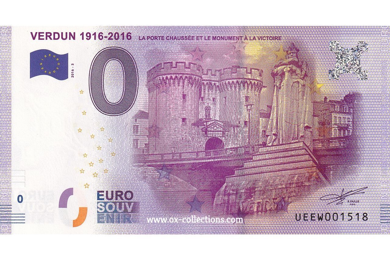 Billet 0 euro Verdun 1916-2016 2016-3 souvenir