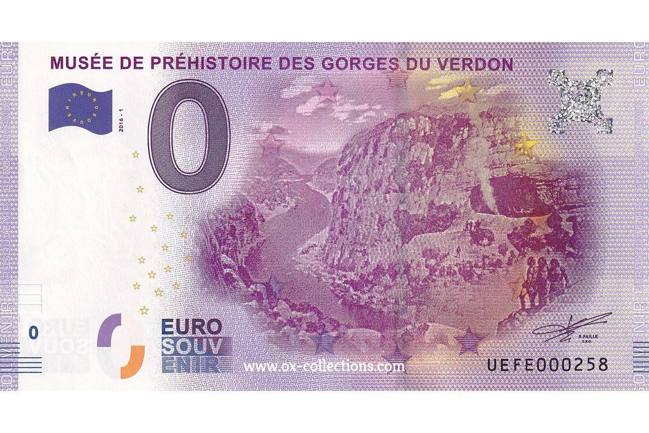 0 Euro-Schein Musée de Préhistoire 2016-1 Souvenir