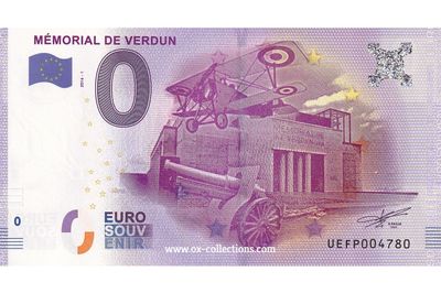 Zero Euro Note Mémorial de Verdun 2016-1 souvenir