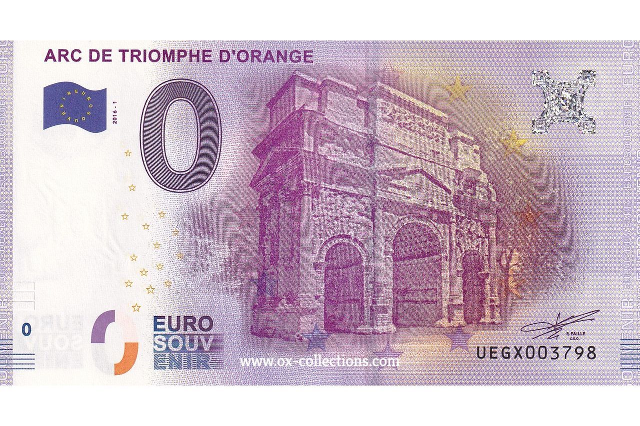 0 Euro-Schein Arc de Triomphe d'Orange 2016-1 Souvenir