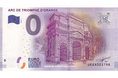 Zero Euro Note Arc de Triomphe d'Orange 2016-1 souvenir