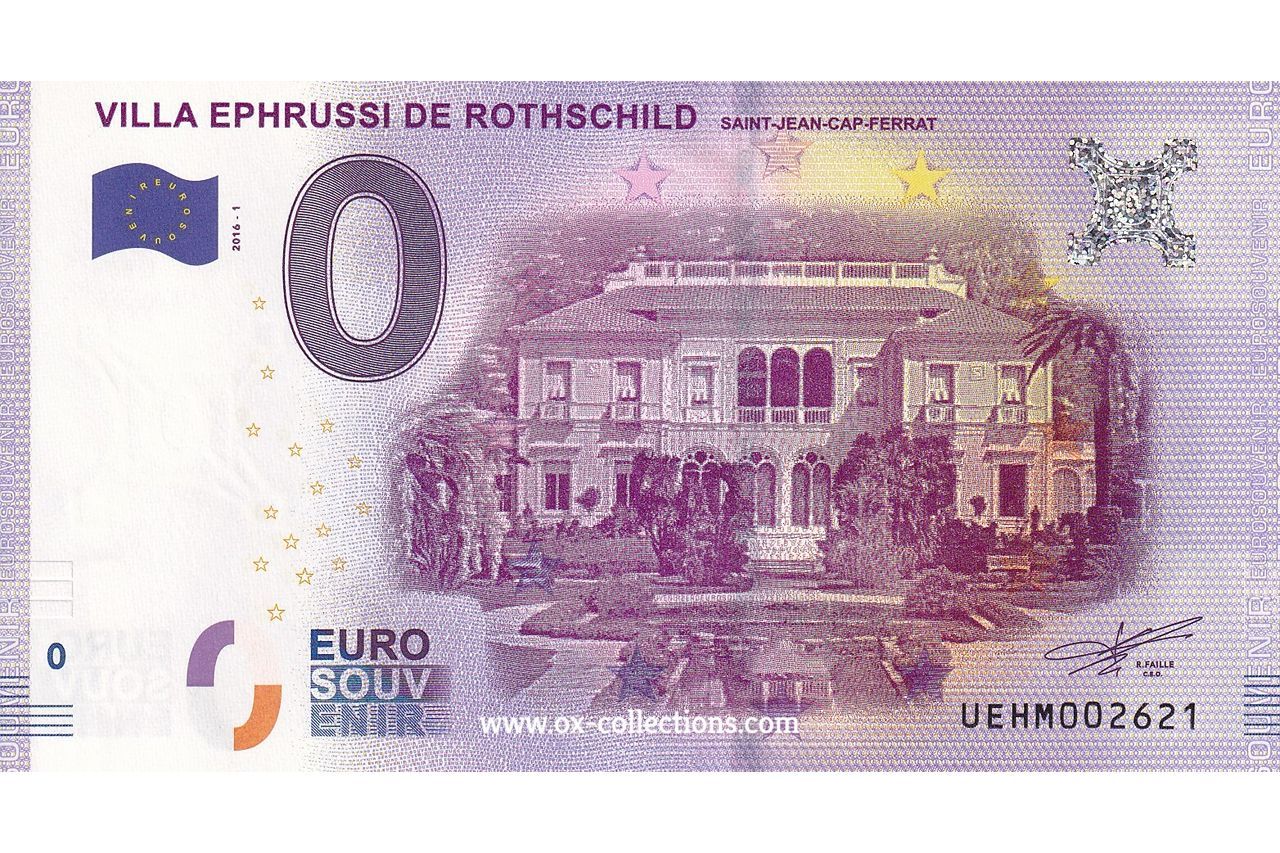 Billet 0 euro Villa Ephrussi de Rothschild 2016-1 souvenir