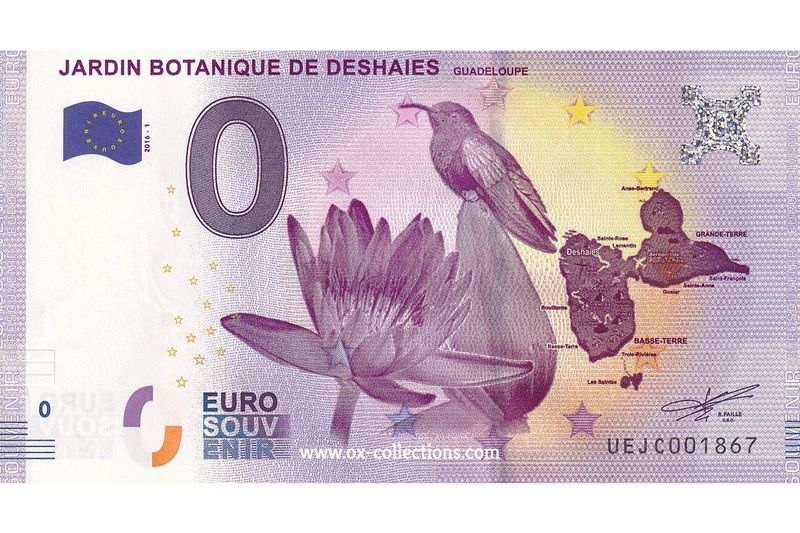 0 Euro-Schein Jardin Botanique de Deshaies 2016-1 Souvenir