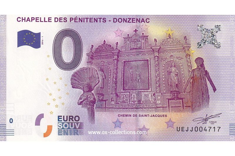 0 Euro-Schein Chapelle des Pénitents 2016-1 Souvenir