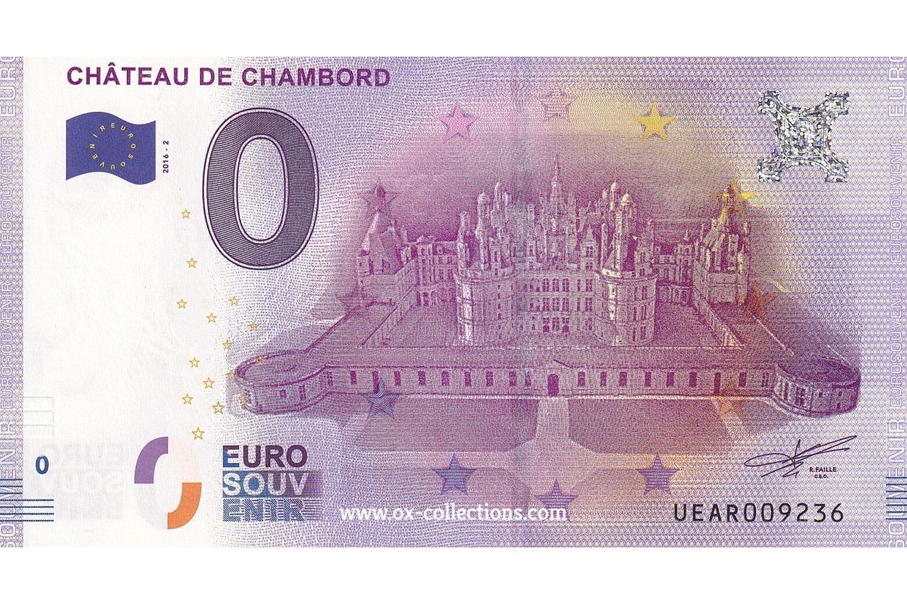 0 Euro-Schein Château de Chambord 2016-2 Souvenir