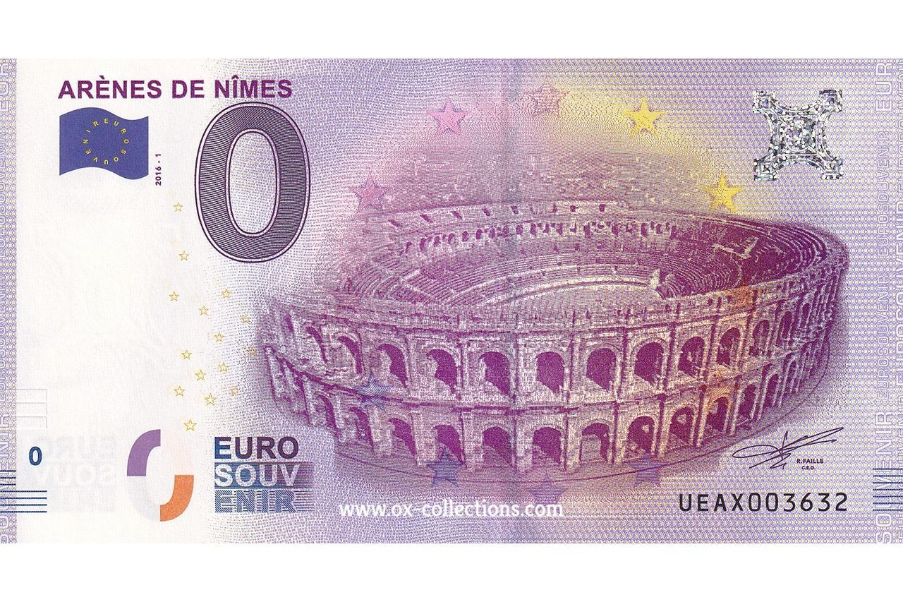 Billet 0 euro Arènes de Nîmes 2016-1 souvenir