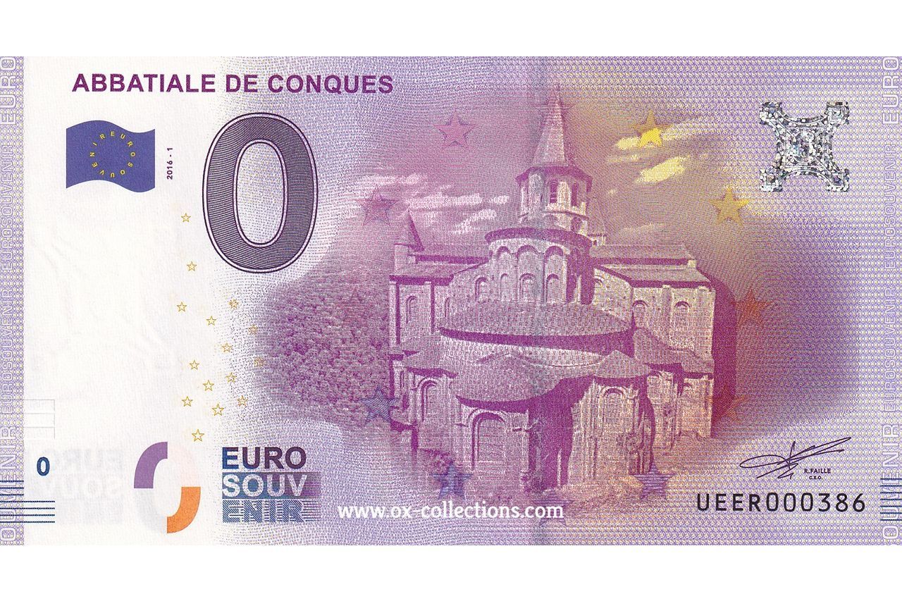 Billet 0 euro Abbatiale de Conques 2016-1 souvenir
