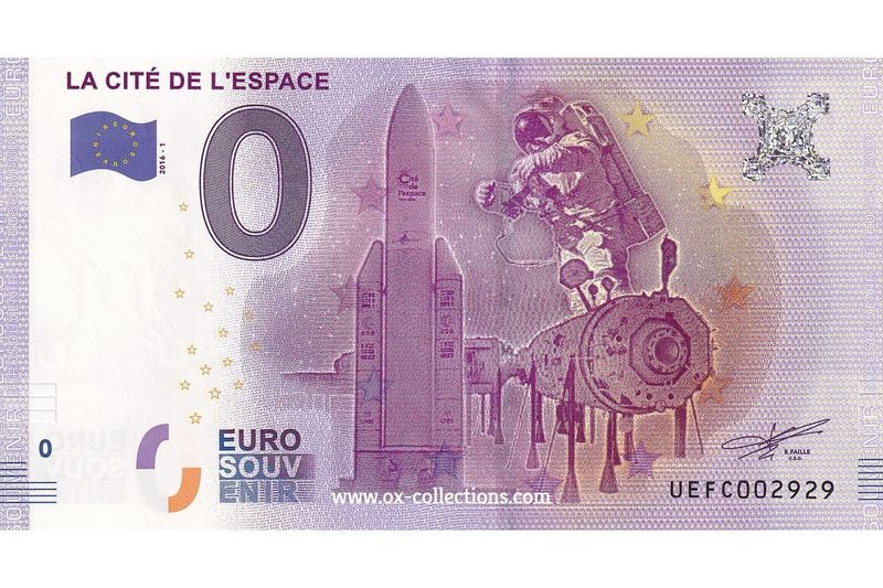0 Euro-Schein La Cité de l'Espace 2016-1 Souvenir