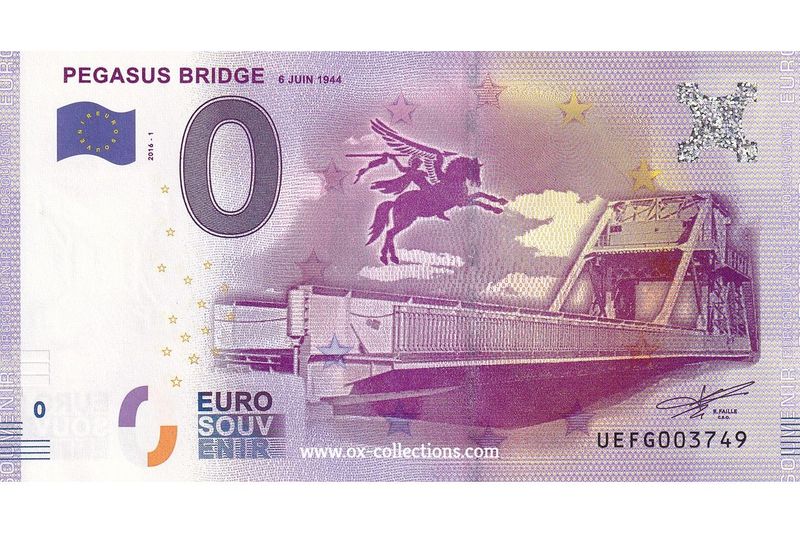 0 Euro-Schein Pegasus Bridge 2016-1 Souvenir