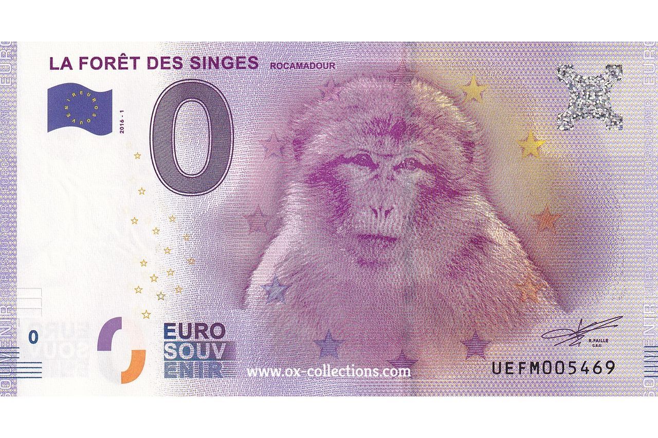 0 Euro-Schein La Forêt des Singes 2016-1 Souvenir