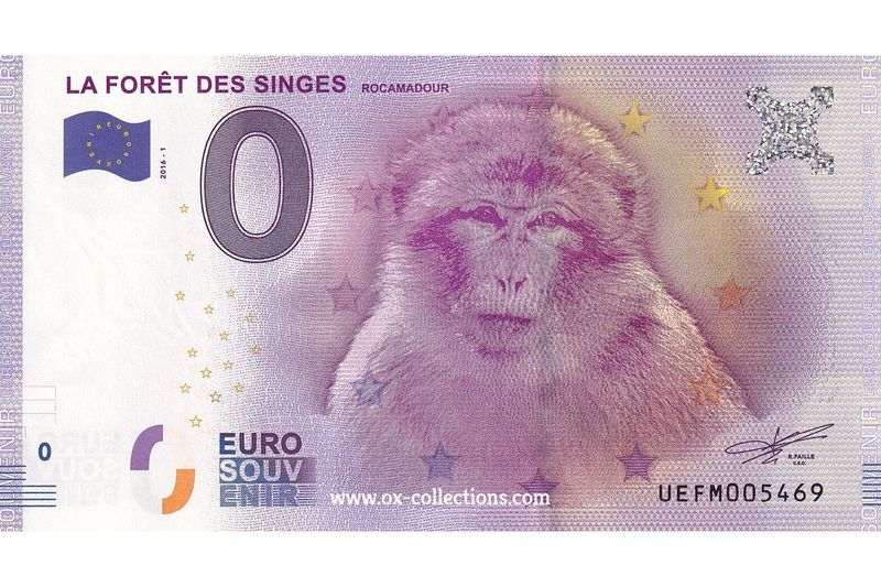 0 Euro-Schein La Forêt des Singes 2016-1 Souvenir