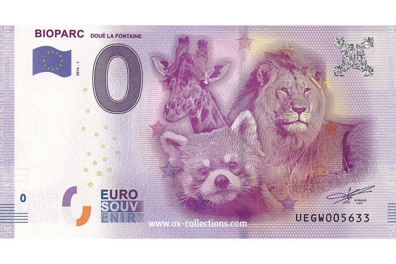 0 Euro-Schein Bioparc 2016-1 Souvenir