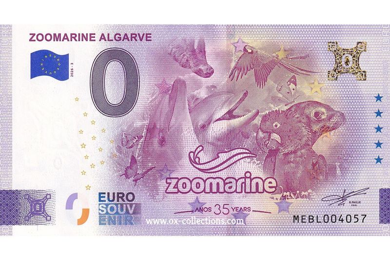 0 Euro-Schein Zoomarine Algarve 2026-3 Gold Souvenir