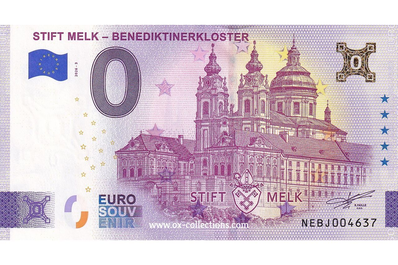0 Euro-Schein Stift Melk Benediktinerkloster 2026-3 Gold Souvenir