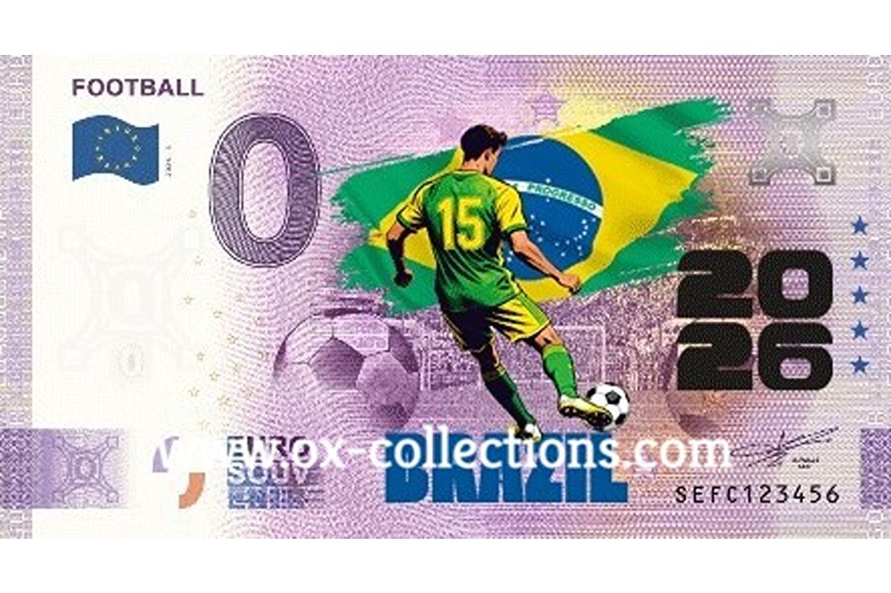 0 Euro-Schein Football Brazil COLOR 2026-3-BR Souvenir