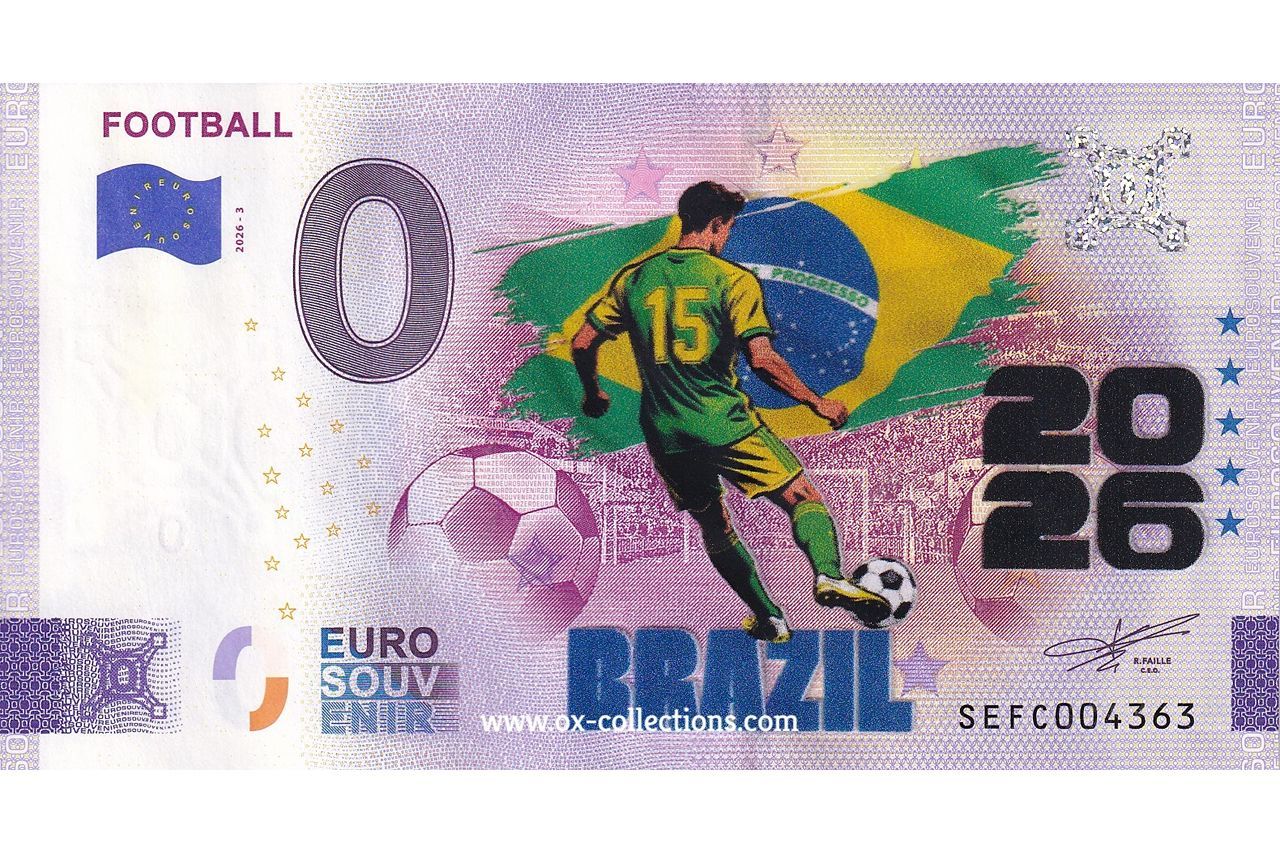 0-Euro-Schein Football Brazil COLOR 2026-3-BR Souvenir