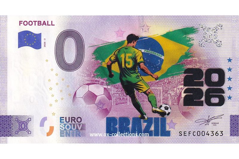 IT - Football 2026-3 Brazil COLOR Zero Euro Note Football Brazil COLOR 2026-3-BR souvenir