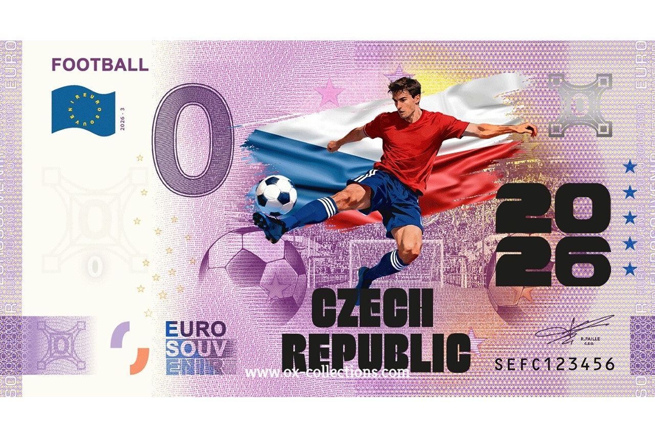 0 Euro-Schein Football Czech Republic COLOR 2026-3-CZ Souvenir