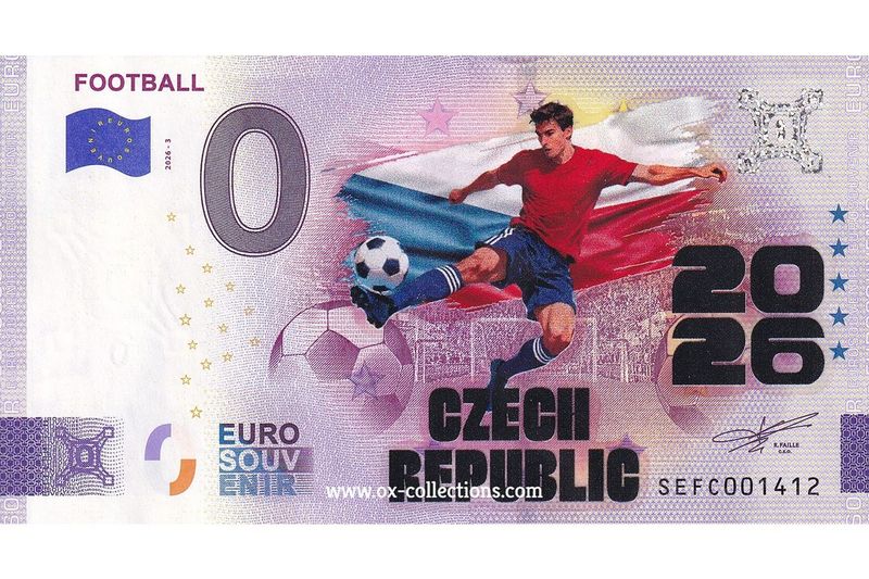 IT - Football 2026-3 Czech Republic COLOR Zero Euro Note Football Czech Republic COLOR 2026-3-CZ souvenir