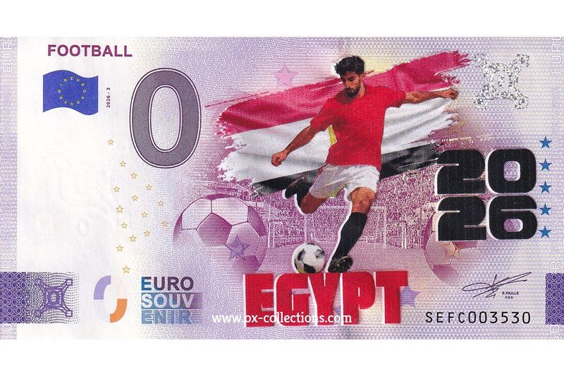 IT - Football 2026-3 Egypt COLOR Zero Euro Note Football Egypt COLOR 2026-3-EG souvenir