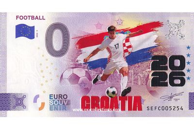 IT - Football 2026-3 Croatia COLOR Zero Euro Note Football Croatia COLOR 2026-3-HR souvenir