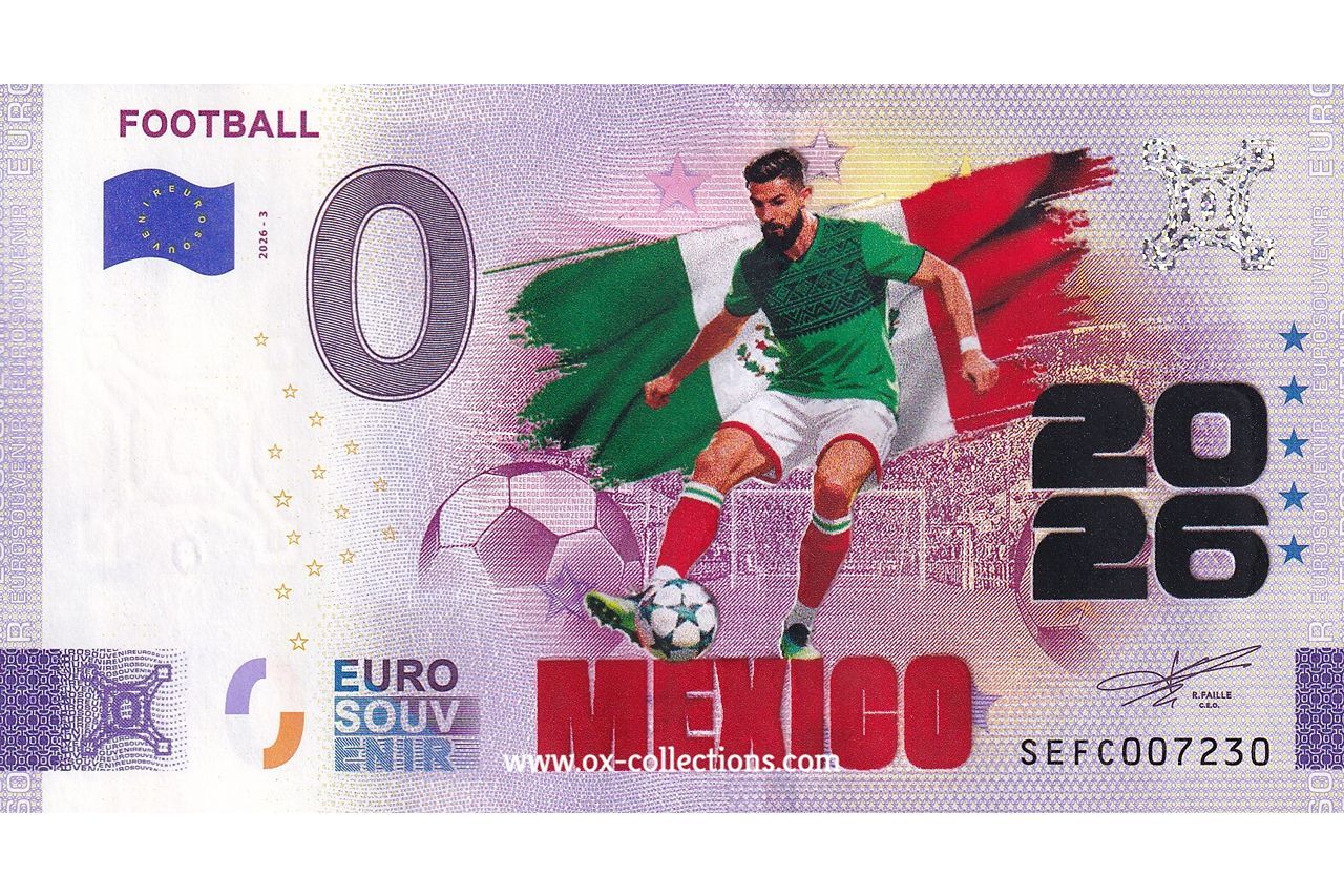0-Euro-Schein Football Mexico COLOR 2026-3-MX Souvenir