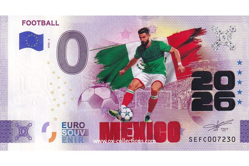 IT - Football 2026-3 Mexico COULEUR Billet 0 euro Football Mexico COULEUR 2026-3-MX souvenir