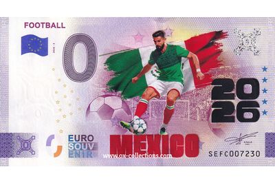 IT - Football 2026-3 Mexico COULEUR Billet 0 euro Football Mexico COULEUR 2026-3-MX souvenir